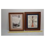 2 Framed auto advertising early 1900