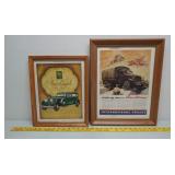 Framed auto advertising pcs WWII REO