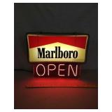 Marlboro light and neon Open sign