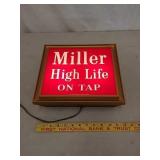 SS Miller on tap lite up sign