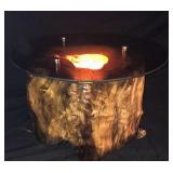 Lighted Flame Spalted Stump Table