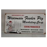 NOS SS Cardboard WI Feeder Pig Co op ad sign