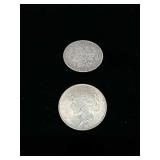 1888 and 1923 Liberty Silver dollars