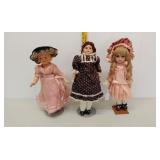 3 dolls compo porcelain