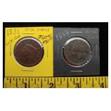 1831,1856 large cents