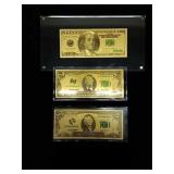 2.$2 and 1.$100 foil notes,SS