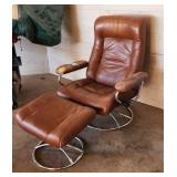 1970s EKORNES Stressless Recliner & Ottoman