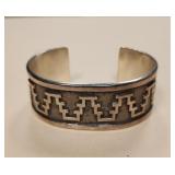 Alvin Tso Tufa Cast Silver Kiva Cuff Bracelet