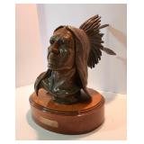 1980 Bronze Indian Sculpture Good Bird Lon Nebel