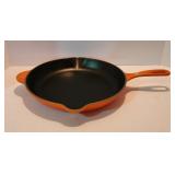 LE CREUSET 12" Red Cast Iron Skillet Like New