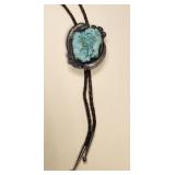 Navajo Sterling Bolo Large Turquoise Nugget Signed