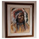 Pastel Painting Native American Man Teddy Shank