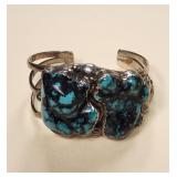 Navajo Silver & Turquoise Cuff Bracelet Buck Fiero
