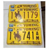 Two Pairs Wyoming 1983 License Plates