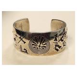Hopi Sterling Silver Man In The Maze Cuff Bracelet