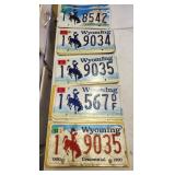 Wyoming License Plates 4 Pairs 1 Single
