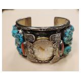 Johnny Mike Begay Silver Turquoise Watch Band