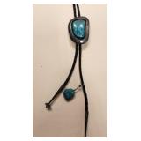 Arturo Rivera Silver Turquoise Shadow Box Bolo Tie