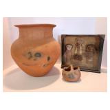 11" Terra Cotta Pots & Basket & Peruvian Dolls