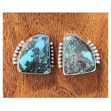 Tommy Jackson Turquoise & Silver Clip Earrings
