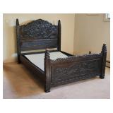 1974 Elidio Gonzalez Hand Carved Double Bed Taos