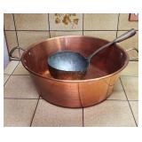 Large 15" Copper Tub & Primitive Copper Tin Dipper