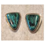 Tommy Jackson Navajo Malachite & Silver Earrings