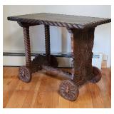 1985 Elidio Gonzalez Hand Carved Tea Cart Taos NM