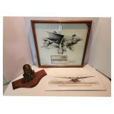1928 Lindbergh Flight Envelope Statue & Drawing