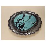 Paul Begay Silver Turquoise Statement Belt Buckle