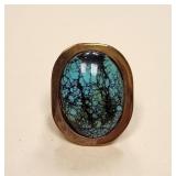 Sterling Silver & Turquoise Ring Size 12