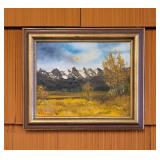 1976 Oil Painting Autumn Tetons Monte Hemrie WY