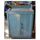 Green Metal Rolling Storage Cabinet