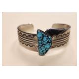 Gary Custer Tufa Cast Silver Turquoise Bracelet
