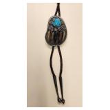 Sterling Silver Turquoise & 5 Claw Bolo Tie