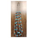 25" Zuni Two Strand Heishi & Stone Necklace