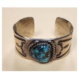 Jessie Claw Silver Turquoise Cuff Bracelet