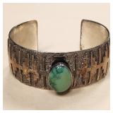 Dan Jackson Navajo Tufa Cast Turquoise Bracelet