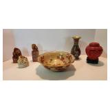 Oriental Cloisonne Cinnabar Soapstone Carvings