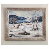 Oil Painting Winter Ranch Frances Coates Casper WY