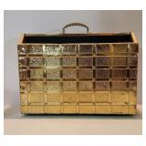 Hollywood Regency Gold Metal Overlay Magazine Rack