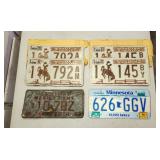 2 Pairs 1978 Wyoming & 2 Minnesota License Plates