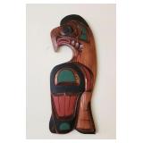 Polychrome Eagle Carved Wall Plaque GH Kwakiutl