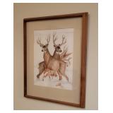 Watercolor Painting Two Bucks Signed Kai-Sa Zuni