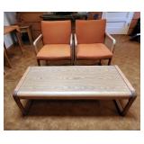 Mid Century Oak Office Chairs & Coffee Table