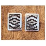 Tommy Jackson Navajo Silver Overlay Earrings