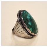James Mason Navajo Silver Turquoise Ring Size 11