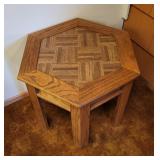 Mid Century End Table Parquet Checkerboard Top