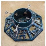 Antique Iron Xmas Tree Stand Skirt & Nutcracker