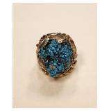 14K Gold Statement Ring Turquoise Nugget 12 1/2
